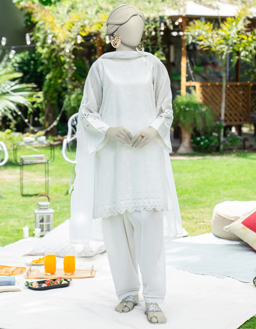 WHITE DYED 2PC STITCHED | JLAWN-S-JDS-25-1120/