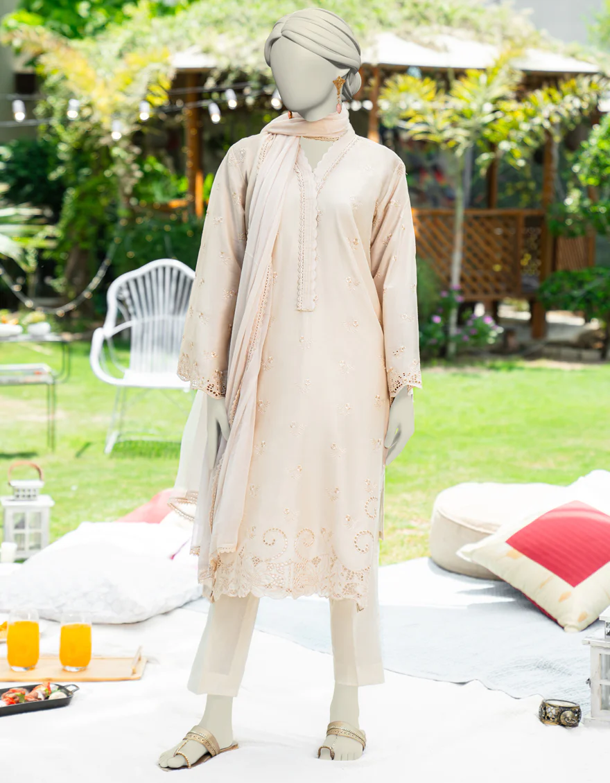BEIGE DYED 2PC STITCHED | JLAWN-S-JDS-25-1122/
