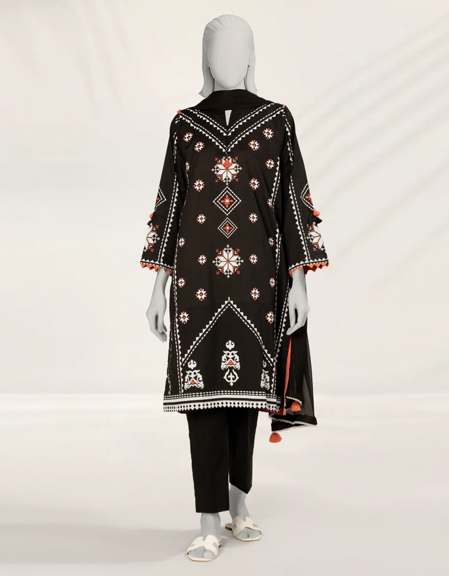 BLACK LAWN 2PC STITCHED | JLAWN-S-JDS-25-1168/S MODERN RALLI-01