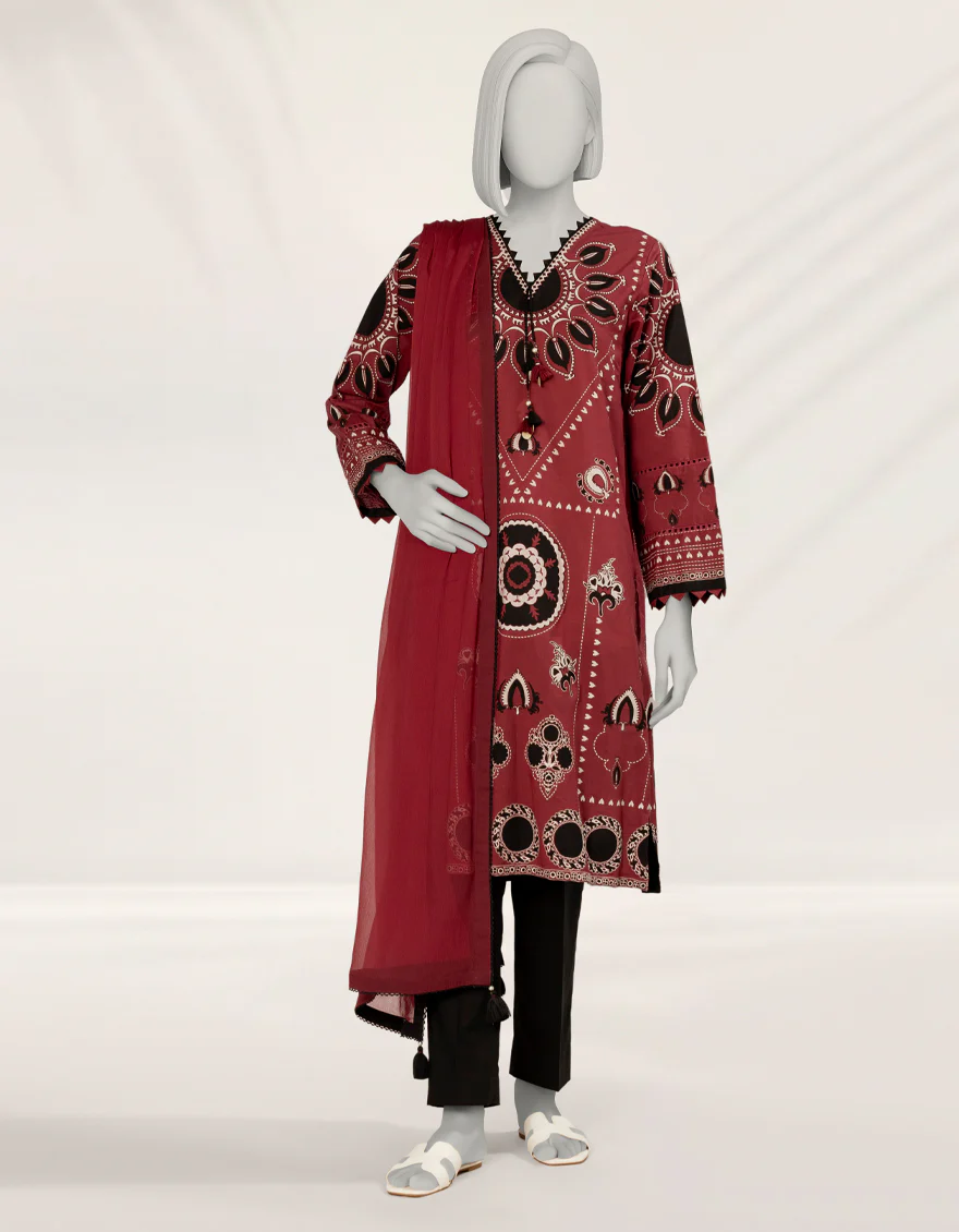 RED LAWN 2PC STITCHED | JLAWN-S-JDS-25-1170/S MODERN RALLI-03