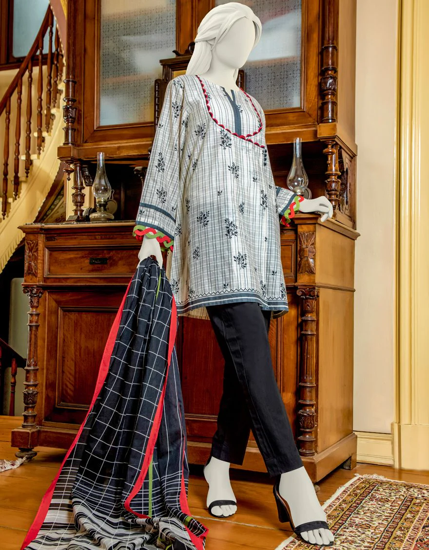 BLACK-WHITE LAWN 2PC UNSTITCHED | JLAWN-S-JDS-US-21-1057 INSPIRED