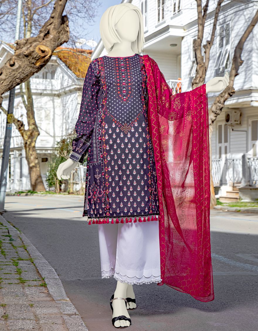 BLACK LAWN 2PC UNSTITCHED | JLAWN-S-JDS-US-21-1064 MARORI