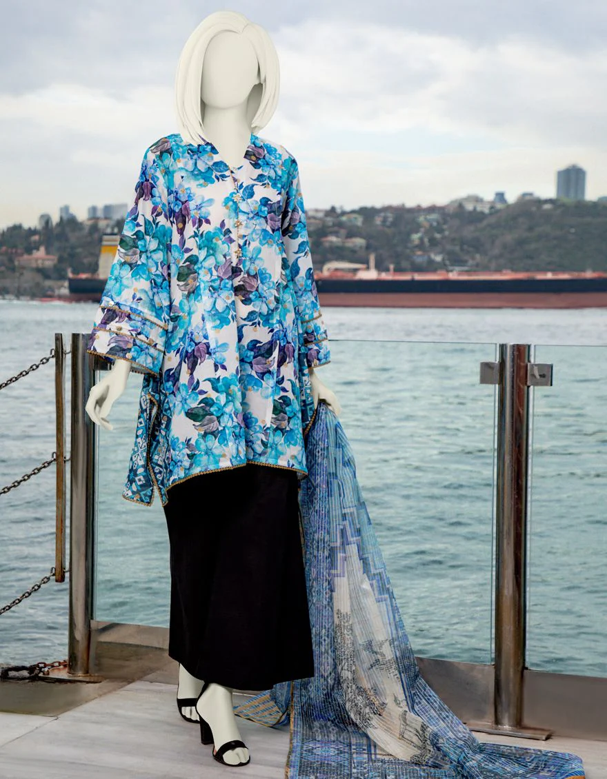 BLUE-WHITE LAWN 2PC UNSTITCHED | JLAWN-S-JDS-US-21-1073 BOLANIE