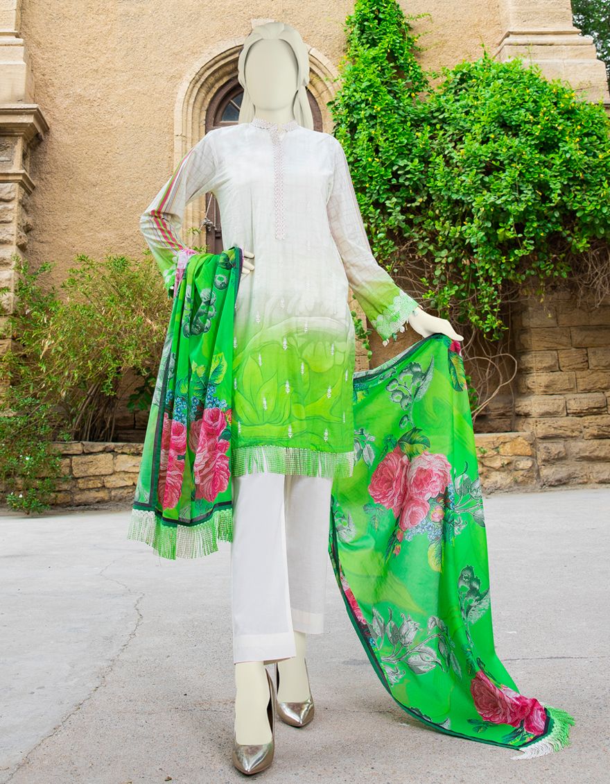 GREEN LAWN 2PC UNSTITCHED | JLAWN-S-JDS-US-21-1075 VIBRANT
