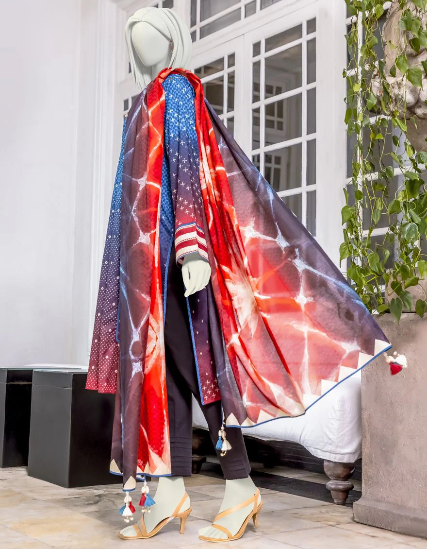 BLUE-RED 2PC UNSTITCHED | JLAWN-S-JDS-US-22-1005 CELESTIAL