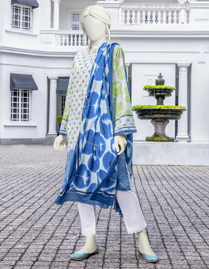 MULTICOLOR 2PC UNSTITCHED | JLAWN-S-JDS-US-22-1007 ELEGANTEA