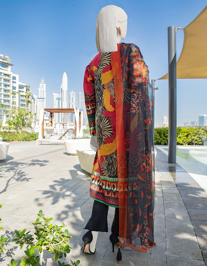 GOLDEN-RED LAWN 2PC UNSTITCHED | JLAWN-S-JDS-US-22-1033 HORIZON (22-1055)