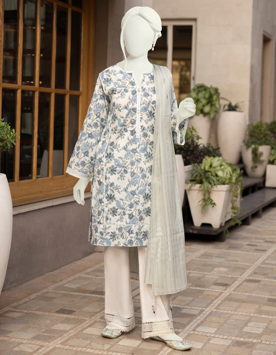 BLUE-OFF WHITE LAWN 2PC UNSTITCHED | JLAWN-S-JDS-US-22-1049 HOOPOE