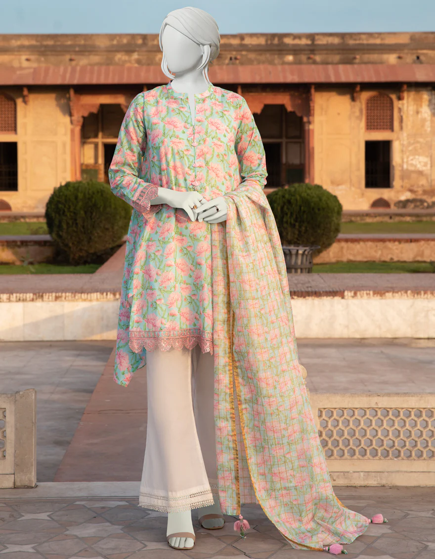 BLUE PINK LAWN 2PC UNSTITCHED | JLAWN-S-JDS-US-22-1086 ORION