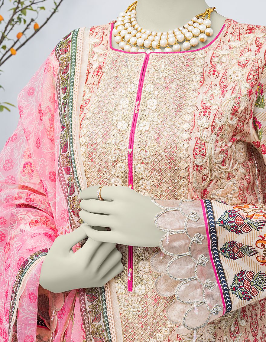 PEACH LAWN 3PC UNSTITCHED | JLAWN-S-JPUS-US-21-001 JA-556 - Image 3