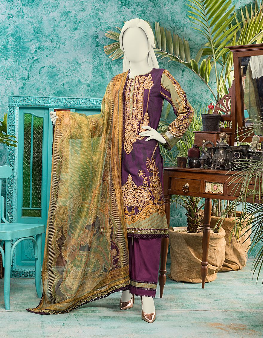PURPLE PUR LAWN 3PC UNSTITCHED | JLAWN-S-JPUS-US-21-005 JA-567