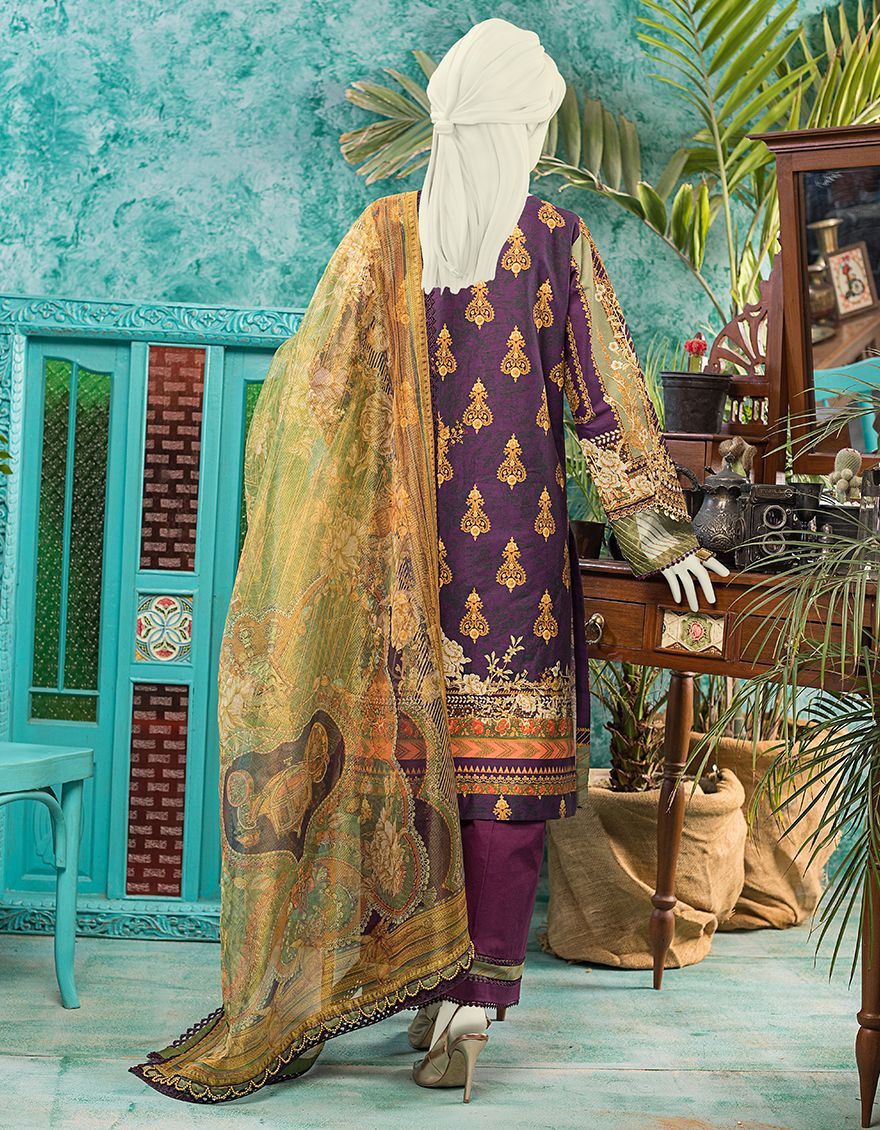 PURPLE PUR LAWN 3PC UNSTITCHED | JLAWN-S-JPUS-US-21-005 JA-567 - Image 2