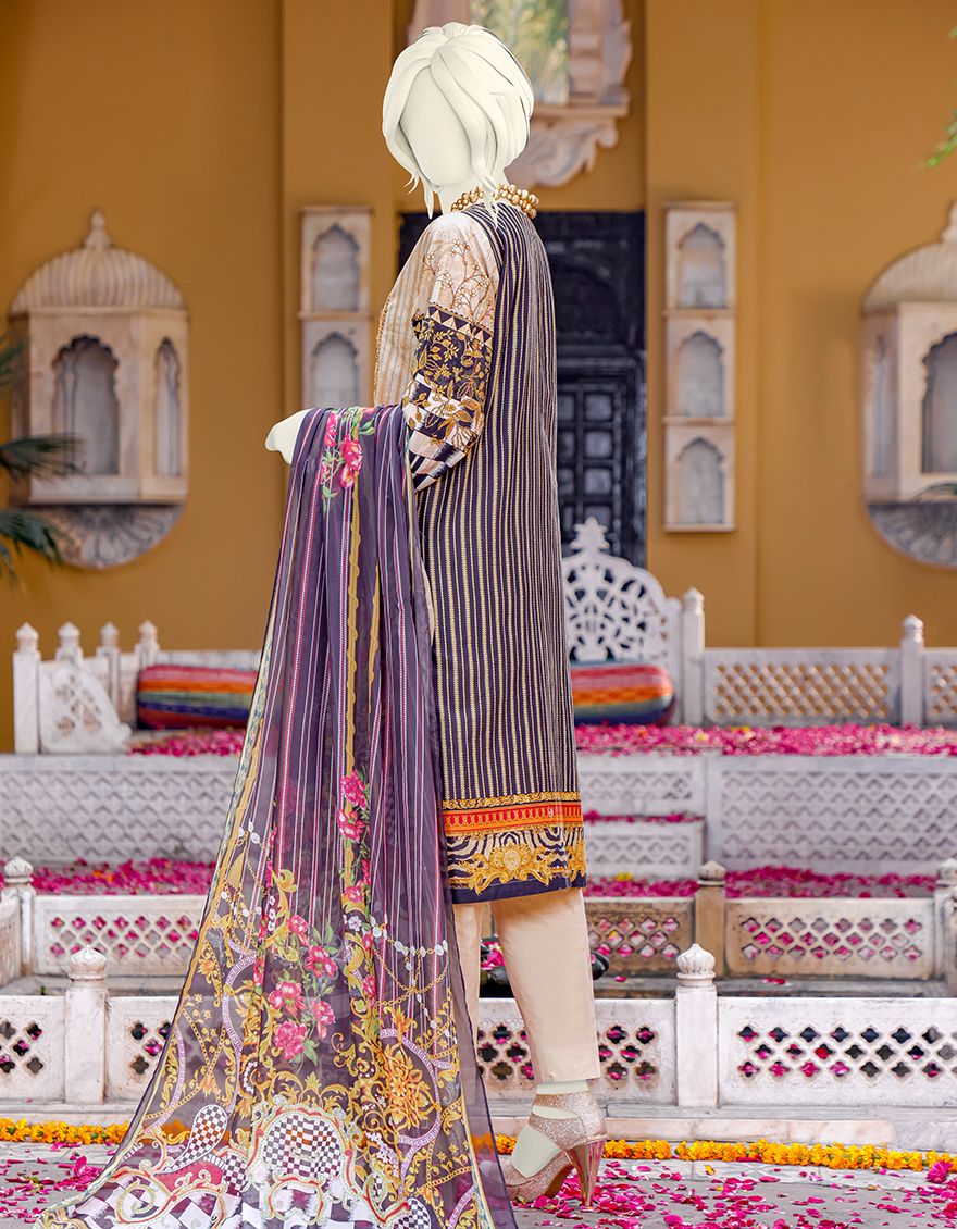 BLACK GRAPE LAWN 3PC UNSTITCHED | JLAWN-S-JPUS-US-21-015 JQ-627 - Image 3