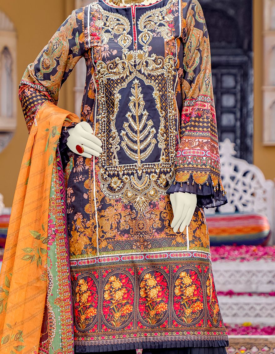 BLACK LAWN 3PC UNSTITCHED | JLAWN-S-JPUS-US-21-025 JQ-650 - Image 3
