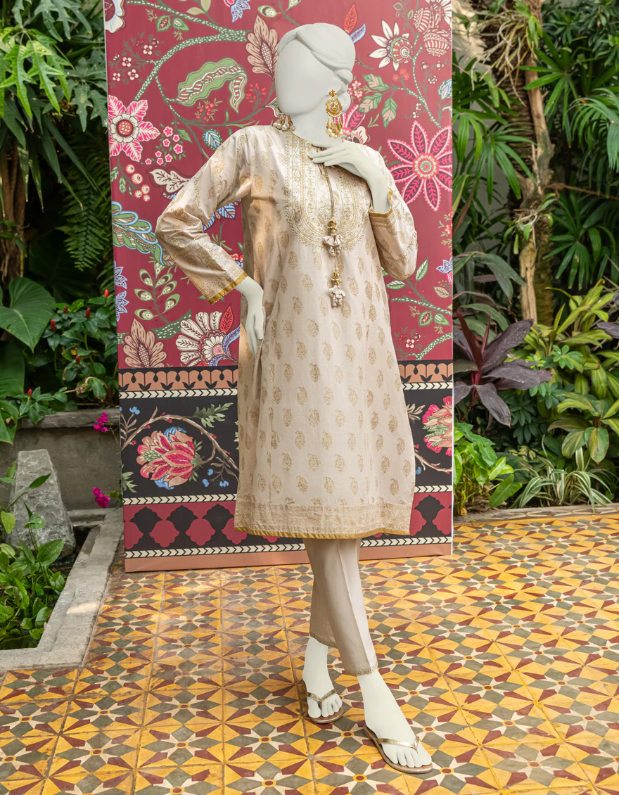 BEIGE LAWN 2PC STITCHED | JLAWN-S-JST-24-1605/S ZARI-01