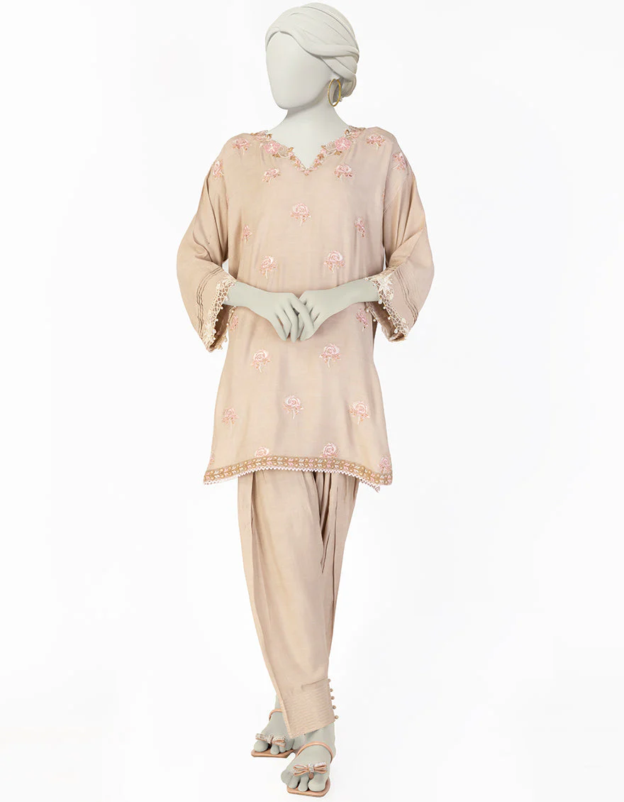 BEIGE SILK 2PC STITCHED | JLAWN-S-JST-25-2063/S FLORAL-08