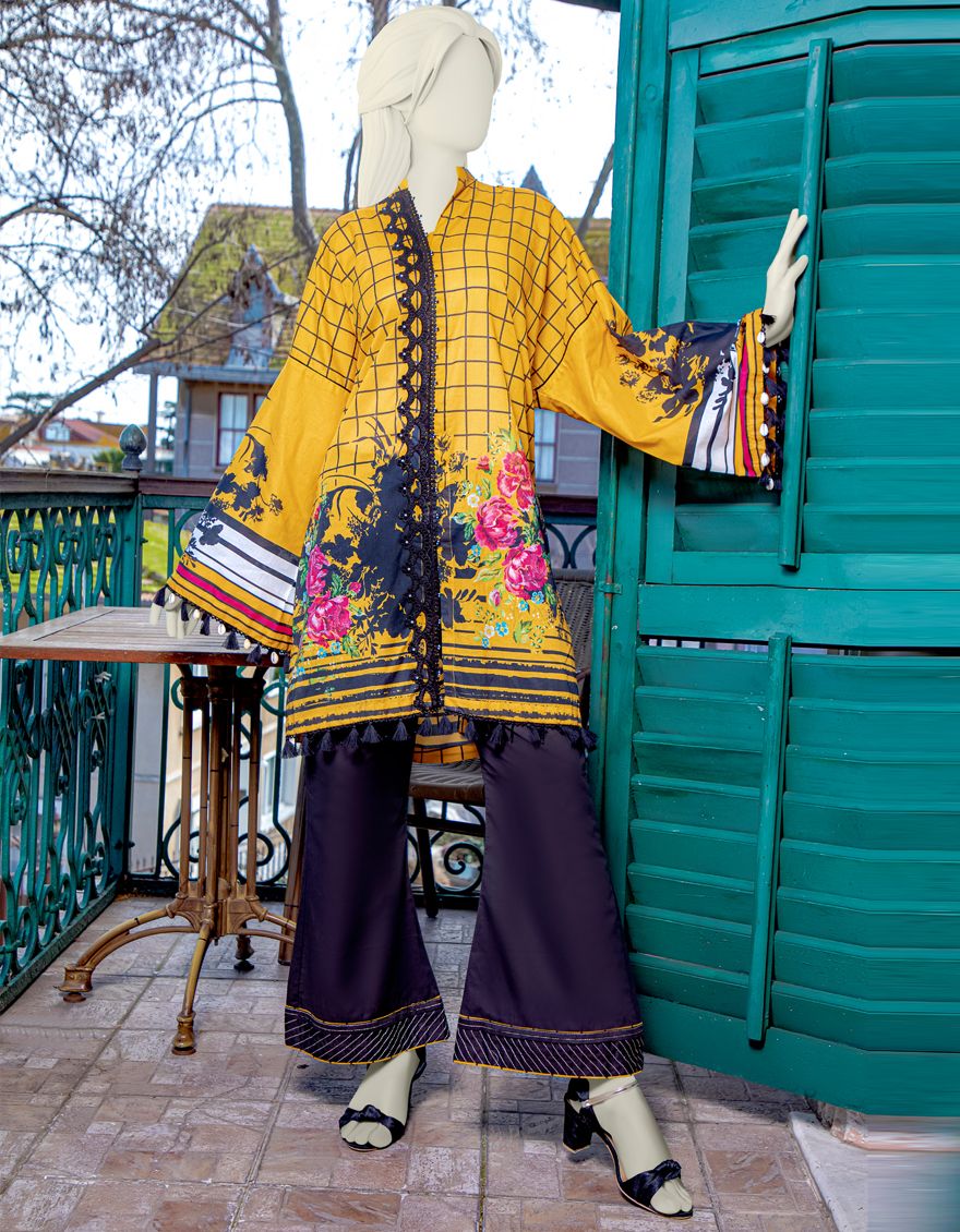 YELLOW LAWN 2PC UNSTITCHED | JLAWN-S-JST-US-21-1616 TRENDSETTER