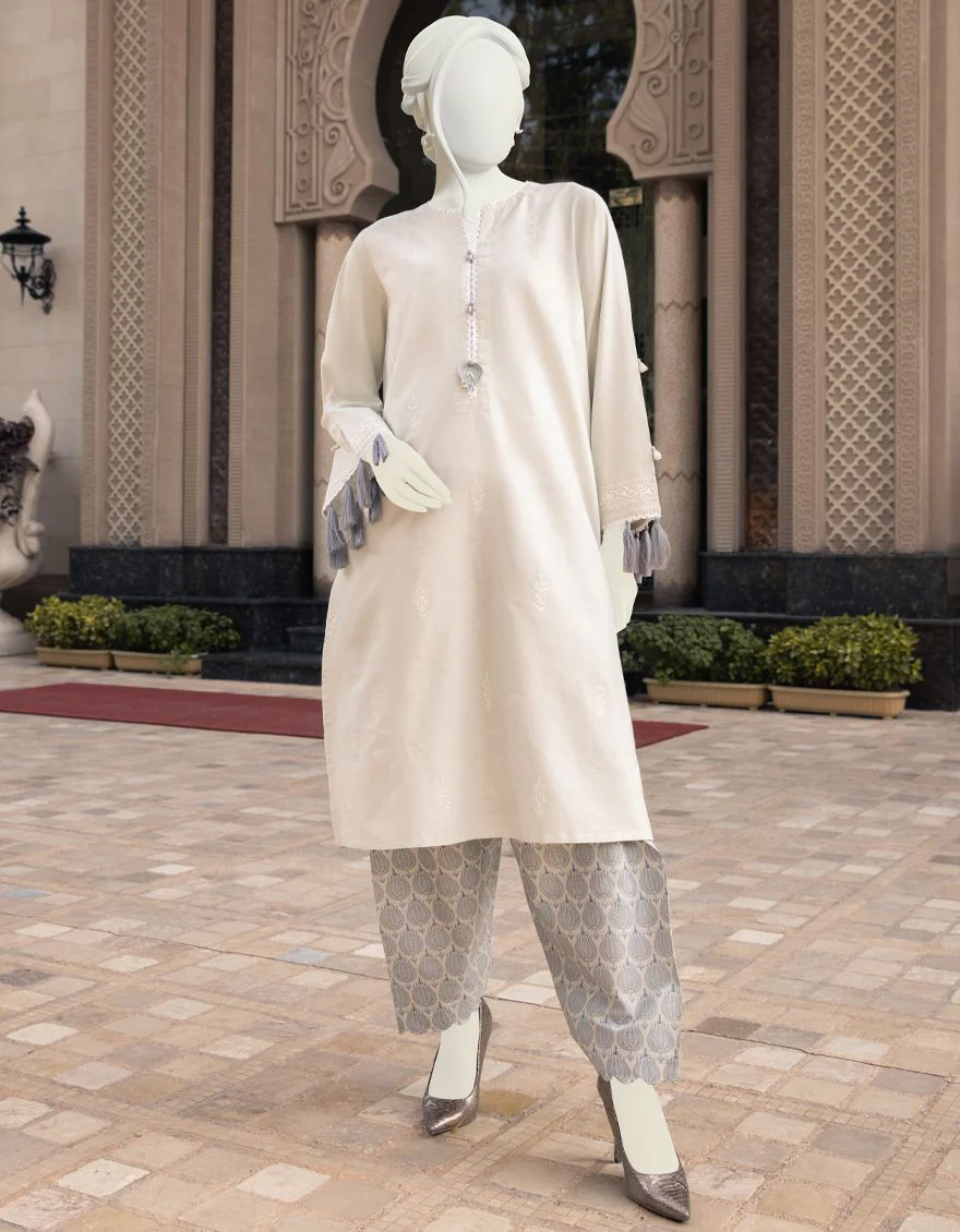 LIGHT GREY LAWN 2PC UNSTITCHED | JLAWN-S-JST-US-22-1614 OXALIS