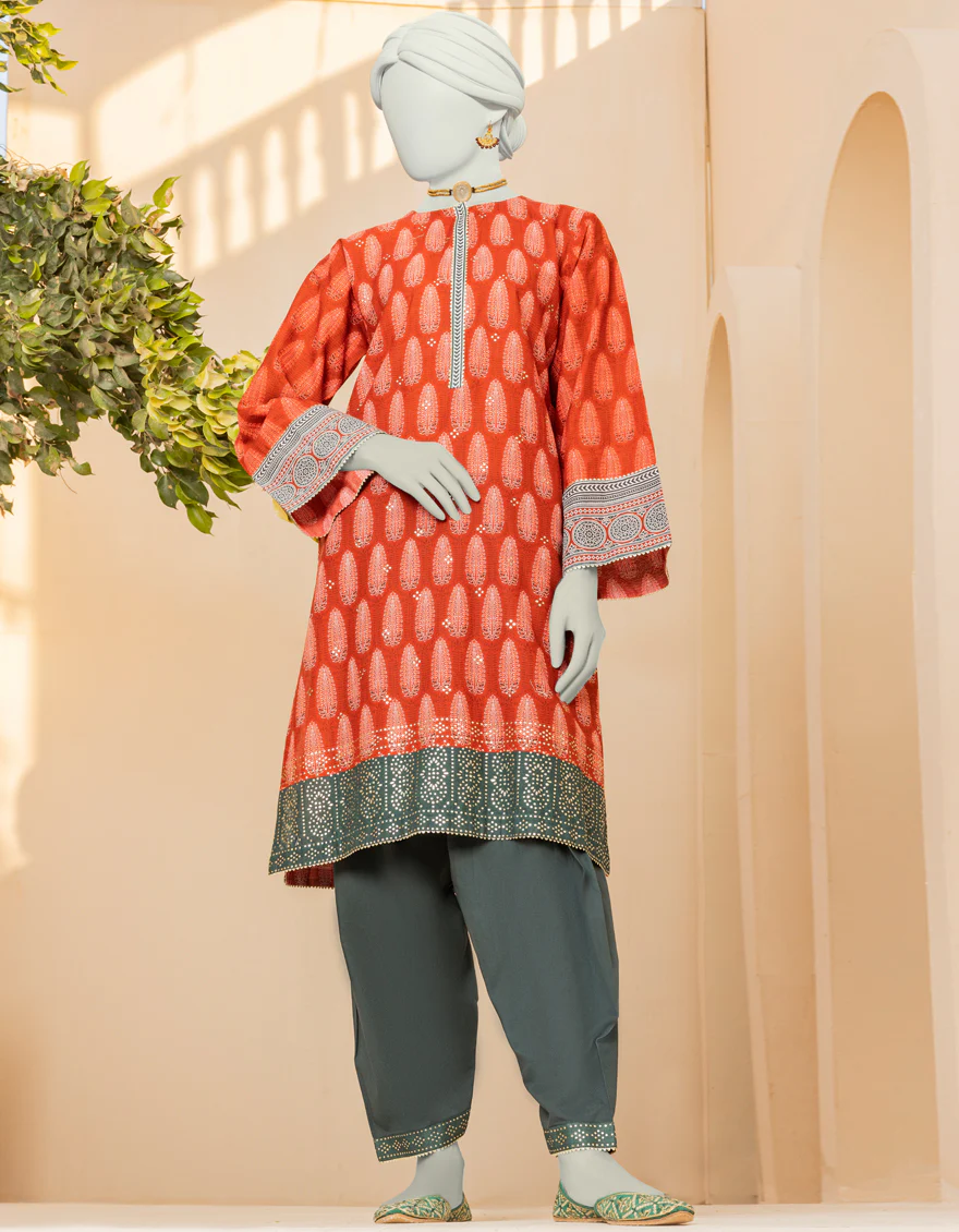 RED LAWN 2PC STITCHED | JLAWN-S-JST-US-23-1610/S AJRAK ART