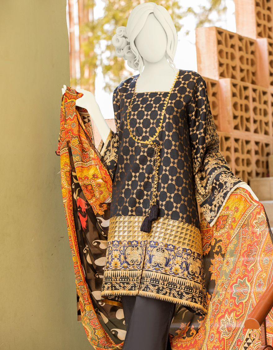 BLACK LAWN 3PC UNSTITCHED | JLAWN-S-US-20-245 KHIRMAN