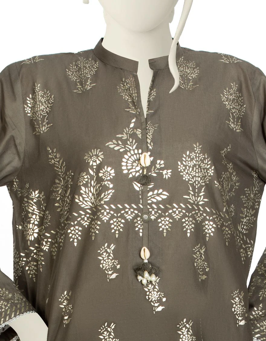 GREY LAWN 3PC UNSTITCHED | JLAWN-S-US-21-189 FRENCH LACE - Image 2