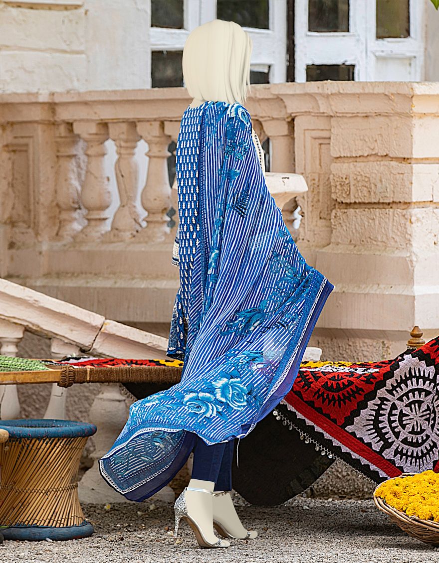WHITE-BLUE LAWN 3PC UNSTITCHED | JLAWN-S-US-21-212 PURITY - Image 3