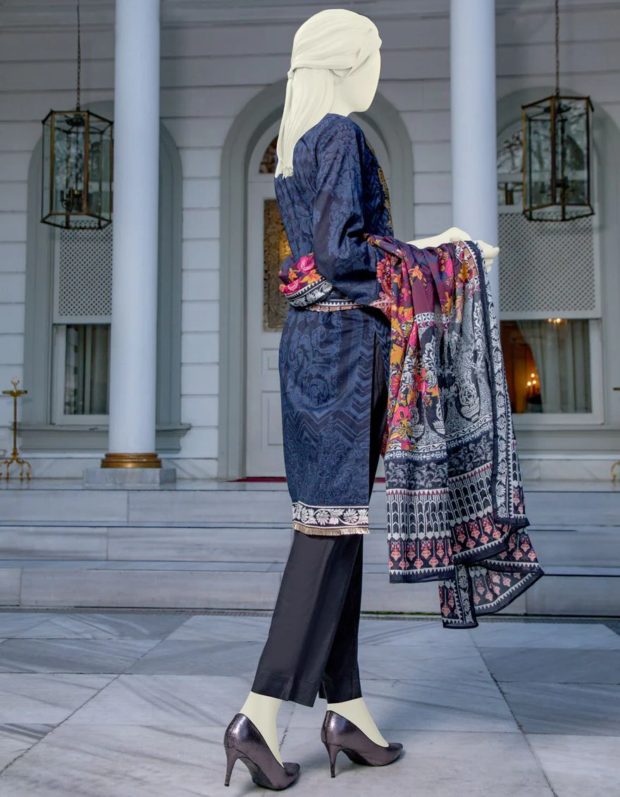 AQUA LAWN 3PC UNSTITCHED | JLAWN-S-US-21-218 AQUA - Image 3