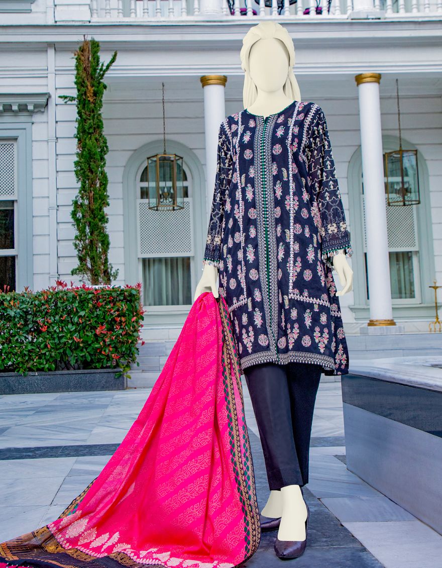 BLACK LAWN 3PC UNSTITCHED | JLAWN-S-US-21-219 ETHNIC JEWEL