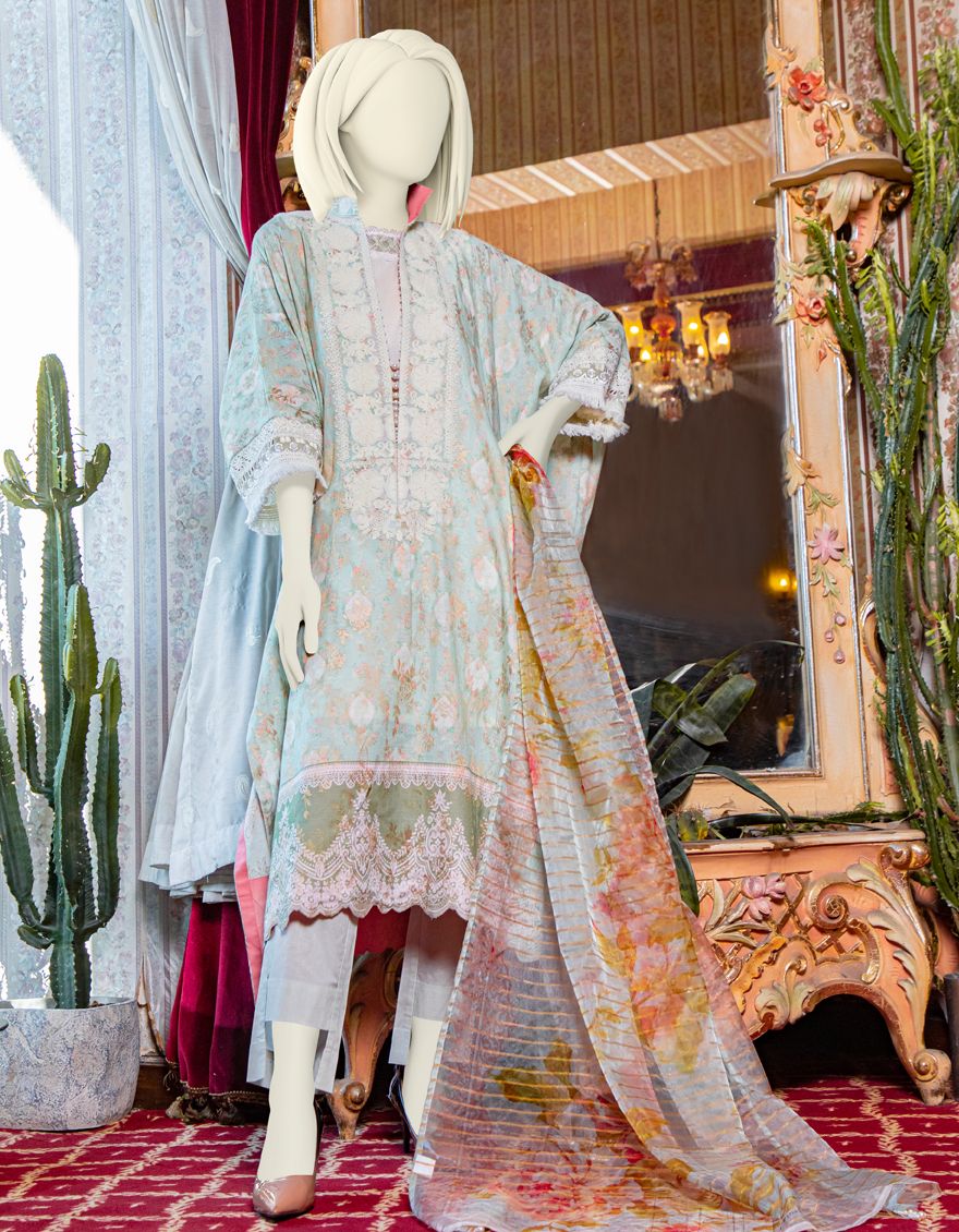 PISTACHIO LAWN 3PC UNSTITCHED | JLAWN-S-US-21-246 FERIDE