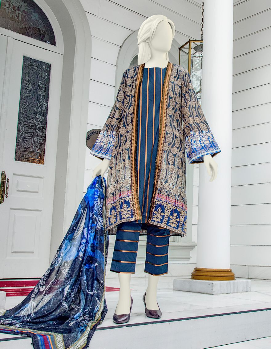 CHARCOAL GREY LAWN 3PC UNSTITCHED | JLAWN-S-US-21-247 AZAL