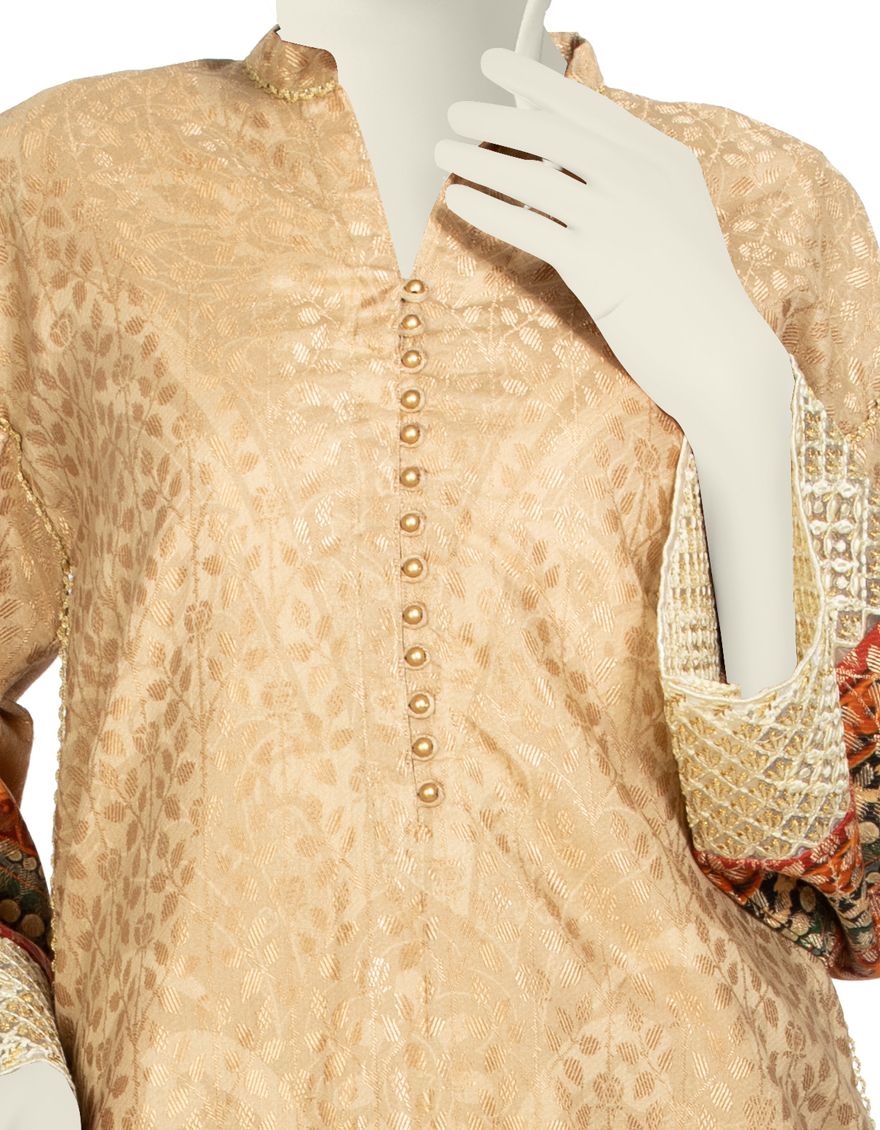 GOLDEN-BEIGE JACQUARD 3PC UNSTITCHED | JLAWN-S-US-21-250 MANELI - Image 2