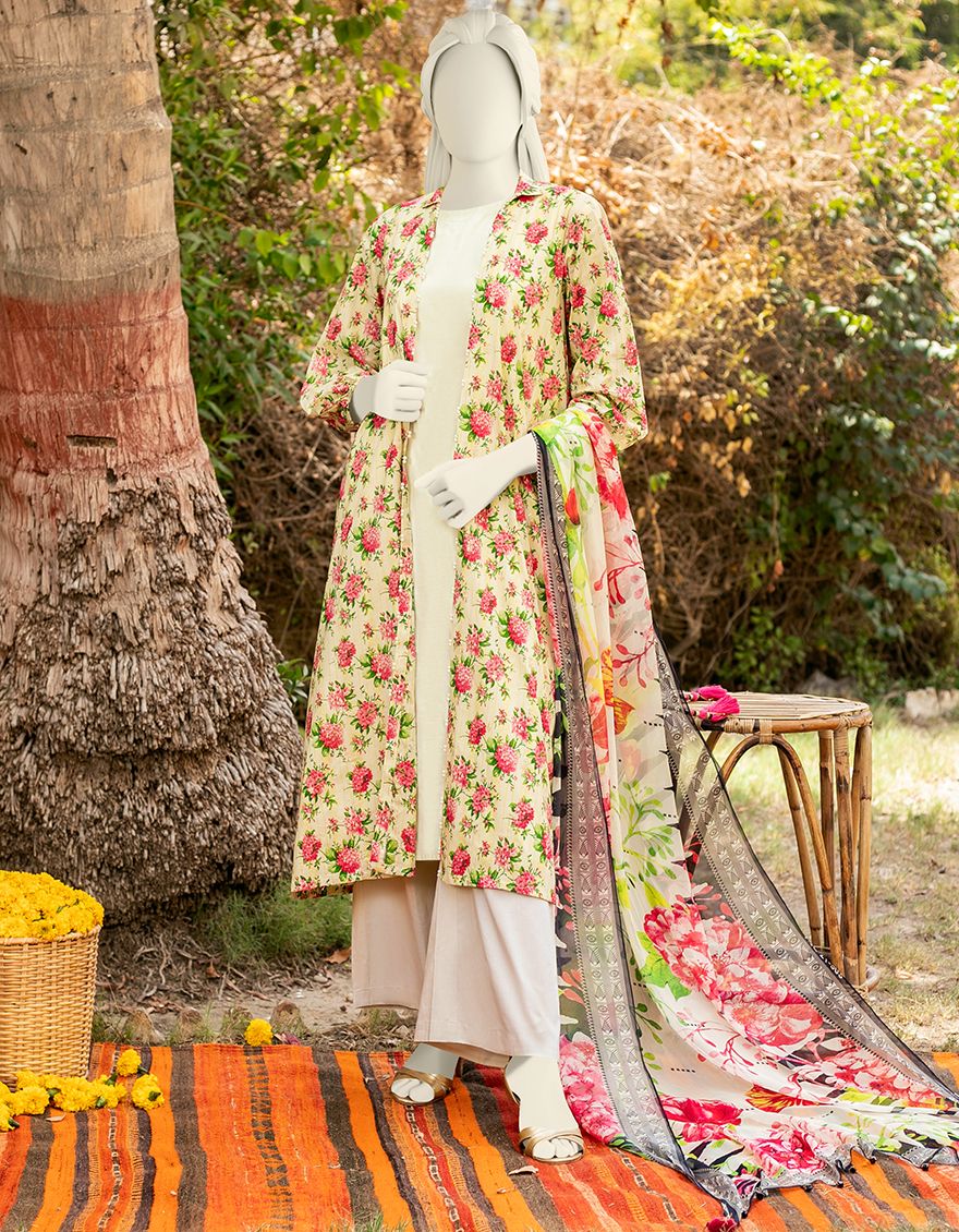 MULTICOLOR LAWN 3PC UNSTITCHED | JLAWN-S-US-21-303 SOUMAN