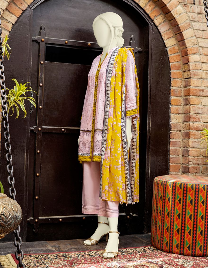 PINK LAWN 3PC UNSTITCHED | JLAWN-S-US-21-319 ARTISTIC BLOSSOM