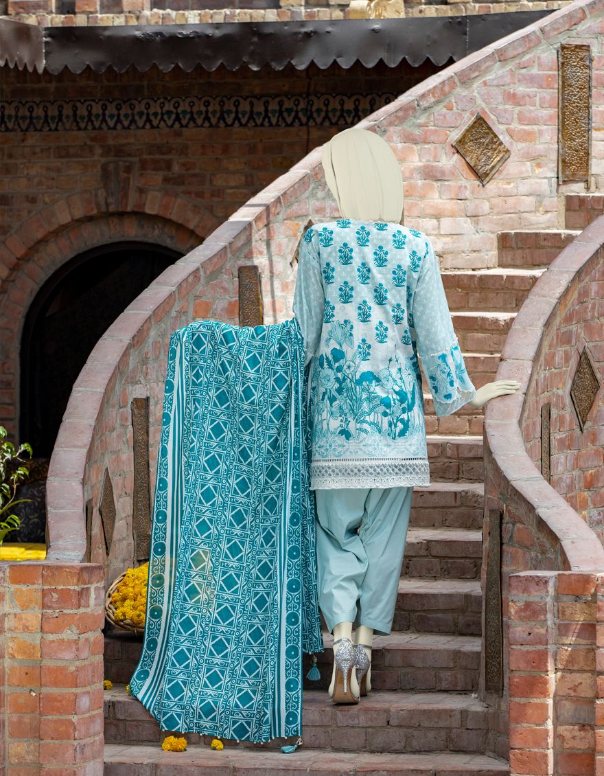 LINING BLUE LAWN 3PC UNSTITCHED | JLAWN-S-US-21-326 MILA
