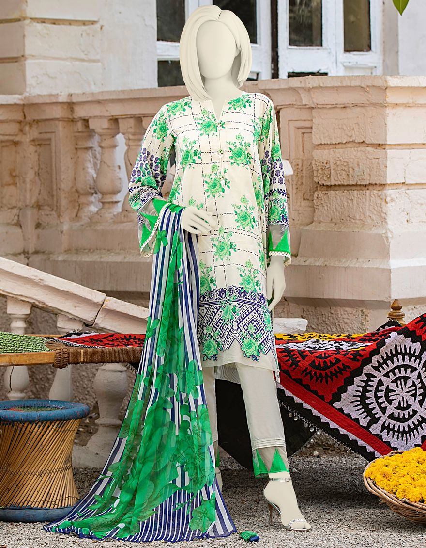MULTICOLOR LAWN 3PC UNSTITCHED | JLAWN-S-US-21-339/B CAROTTE