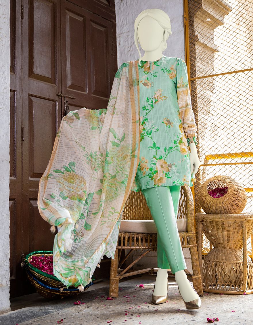 GREEN LAWN 3PC UNSTITCHED | JLAWN-S-US-21-349 BEYAZ