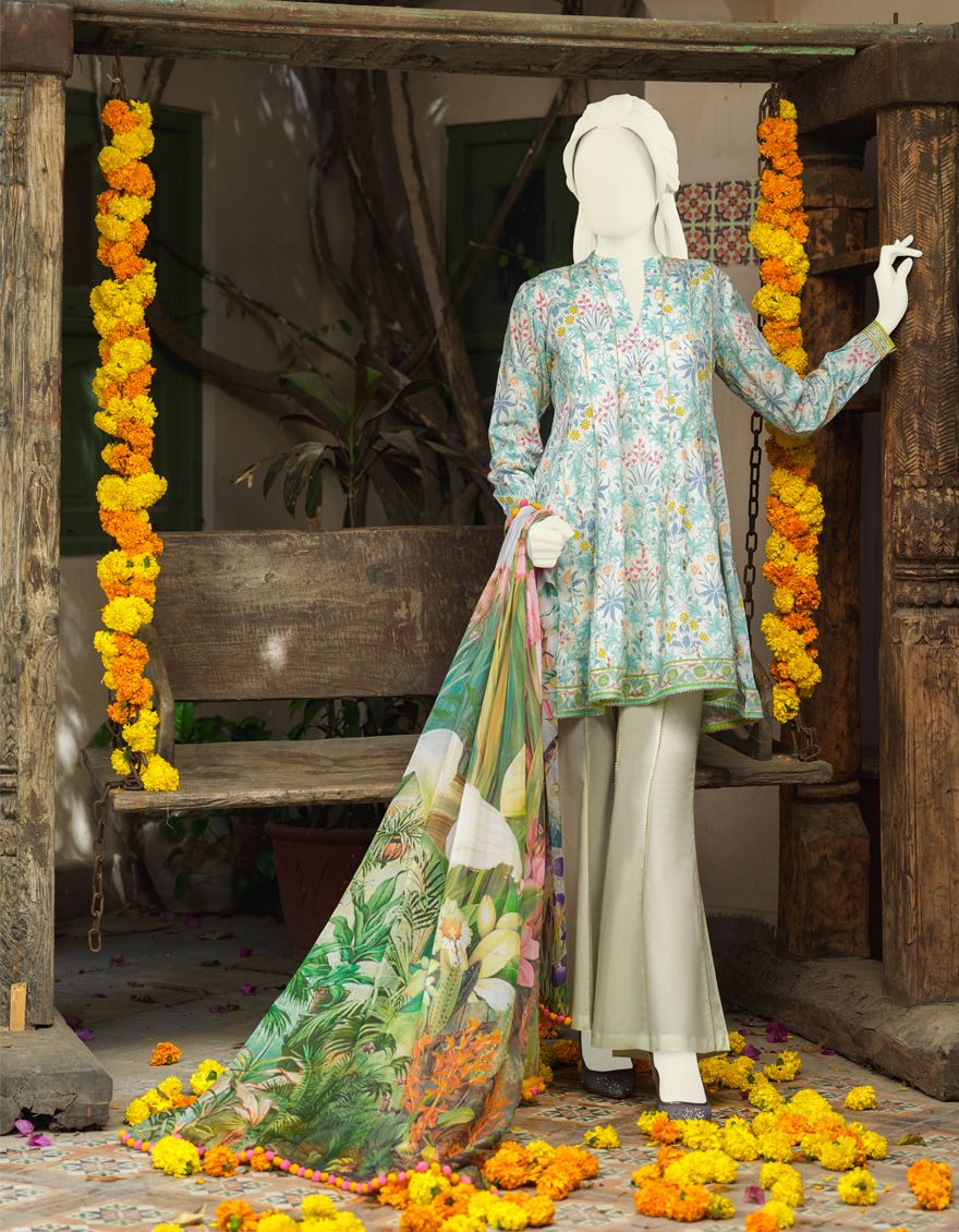 SKY BLUE LAWN 3PC UNSTITCHED | JLAWN-S-US-21-772/A MARRIANE