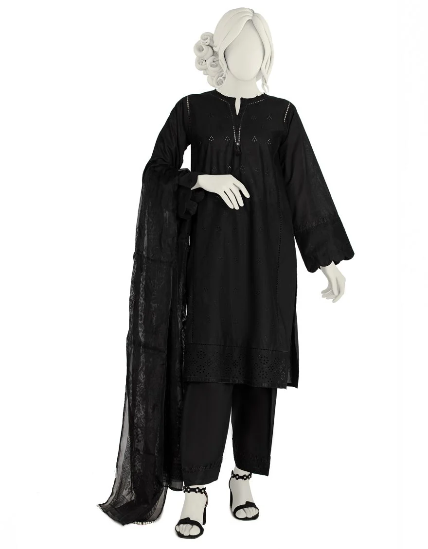 BLACK 3PC STITCHED | JLAWN-S-US-22-008/S CORN FLOWER