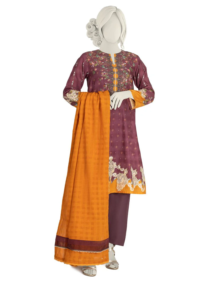 MAROON 3PC STITCHED | JLAWN-S-US-22-012/S BLEND