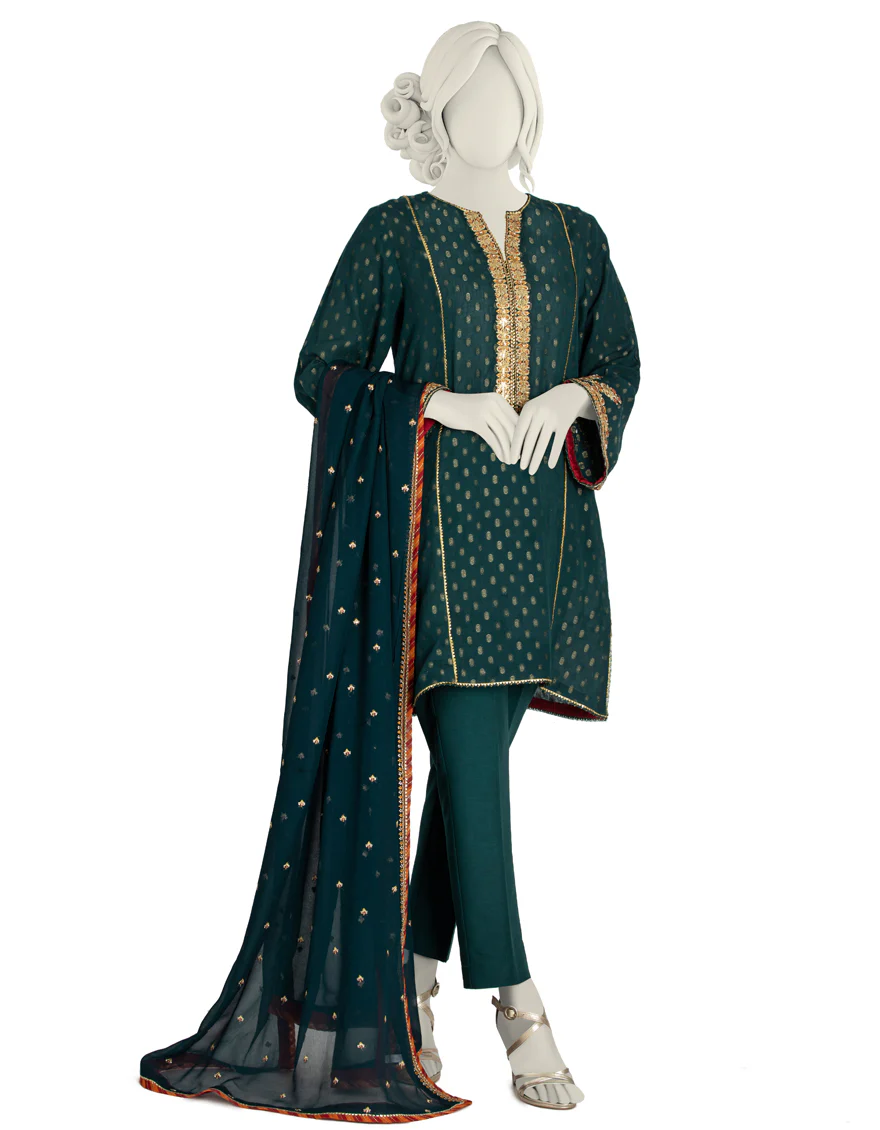 GREEN JACQUARD 3PC STITCHED | JLAWN-S-US-22-016/S TREE