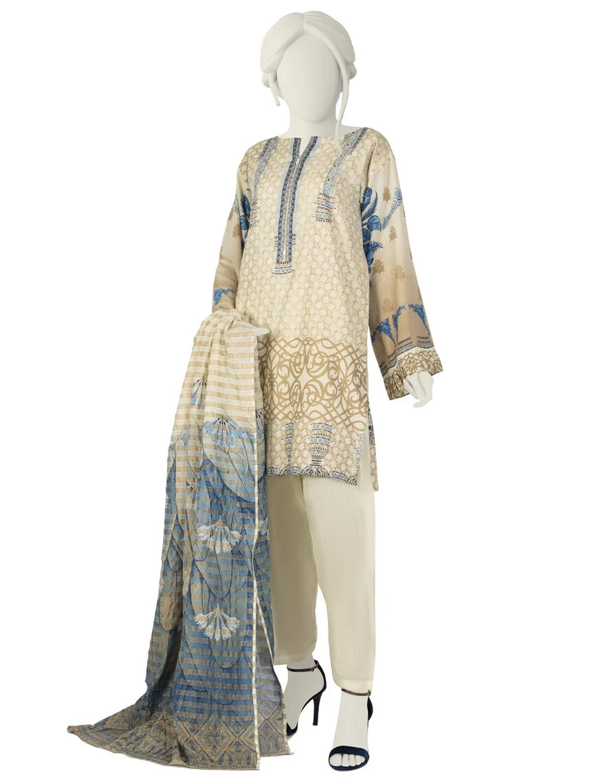 OFF WHITE LAWN 3PC STITCHED | JLAWN-S-US-22-029/S CANSU