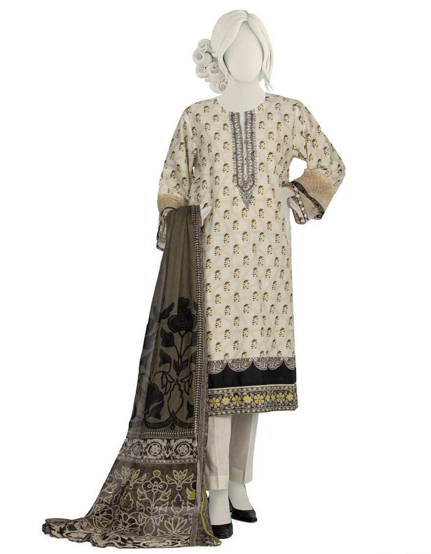 BEIGE LAWN 3PC STITCHED | JLAWN-S-US-22-061/S TURLY ETHNIC