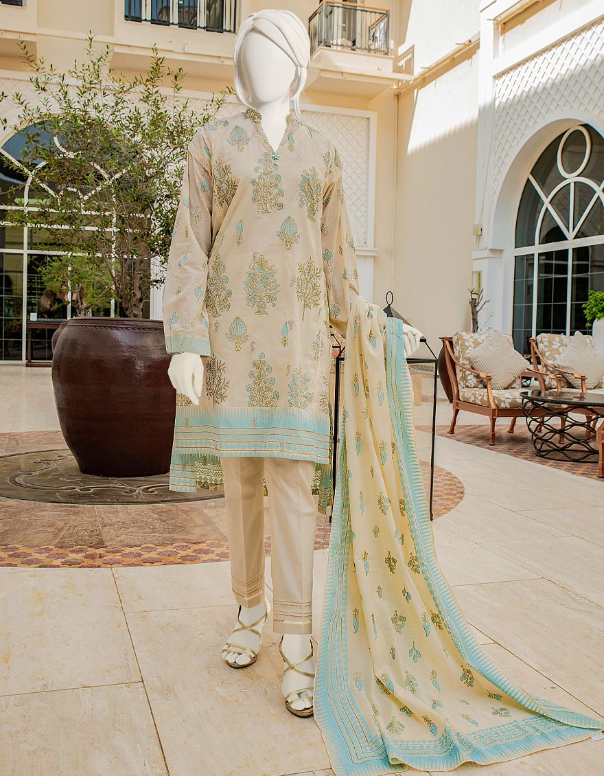 OFF WHITE LAWN 3PC UNSTITCHED | JLAWN-S-US-22-066 ANDAZ