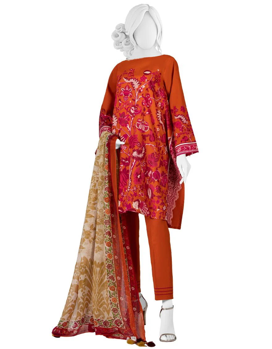 ORANGE 3PC UNSTITCHED | JLAWN-S-US-22-069 REN