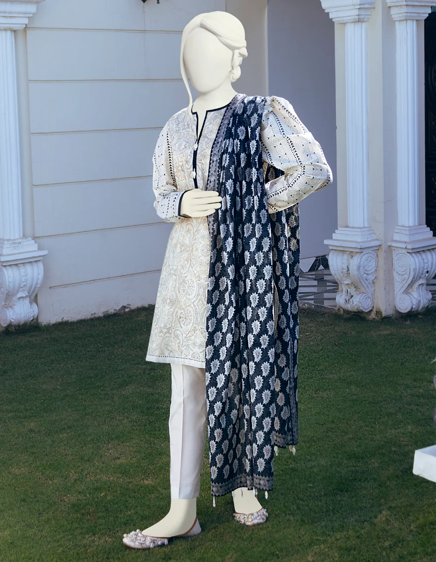 BLACK-BEIGE LAWN 3PC UNSTITCHED | JLAWN-S-US-22-096 KASHMIRI KARI