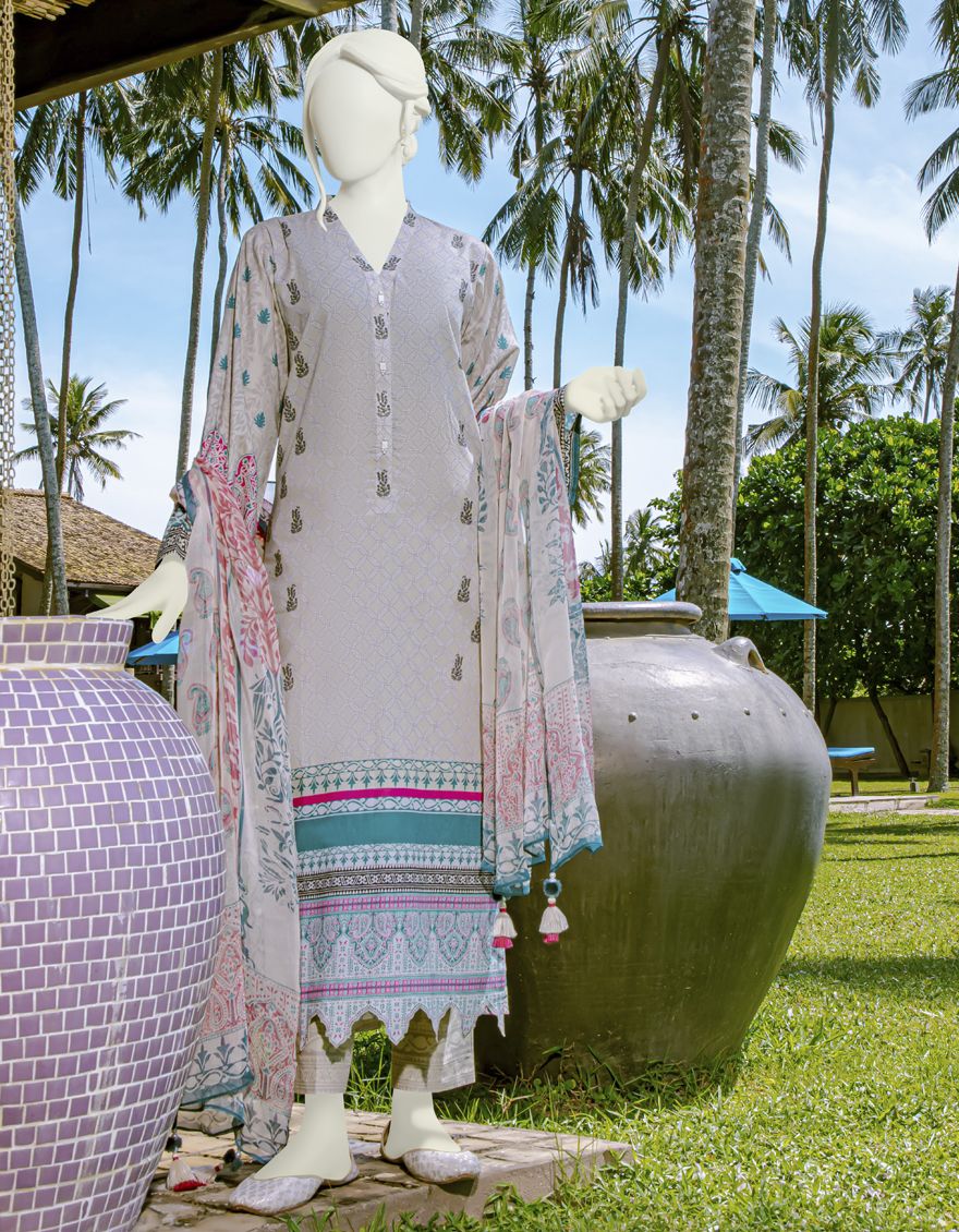 PINK 3PC UNSTITCHED | JLAWN-S-US-22-114 ETHNIC IND.