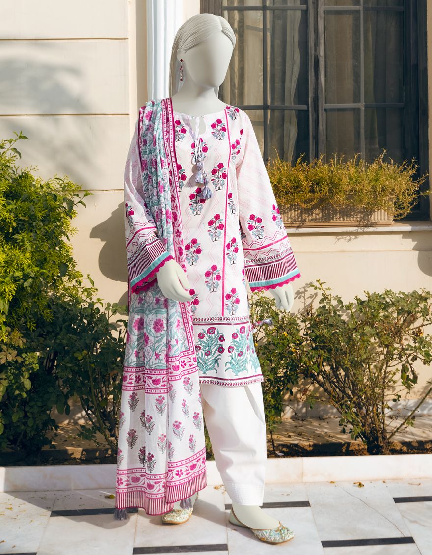 PINK-WHITE 3PC UNSTITCHED | JLAWN-S-US-22-141 LAVENDER MIST