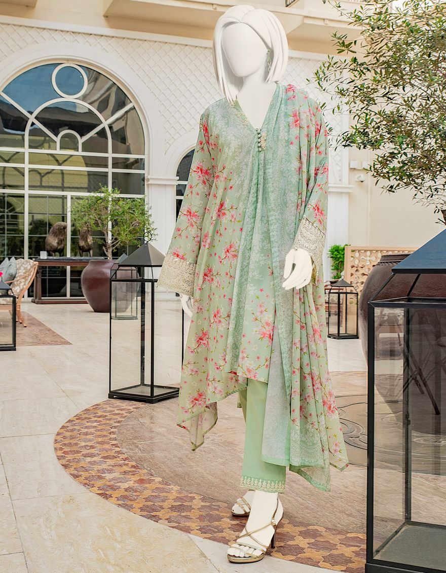 PISTACHIO LAWN 3PC UNSTITCHED | JLAWN-S-US-22-158 KESTER
