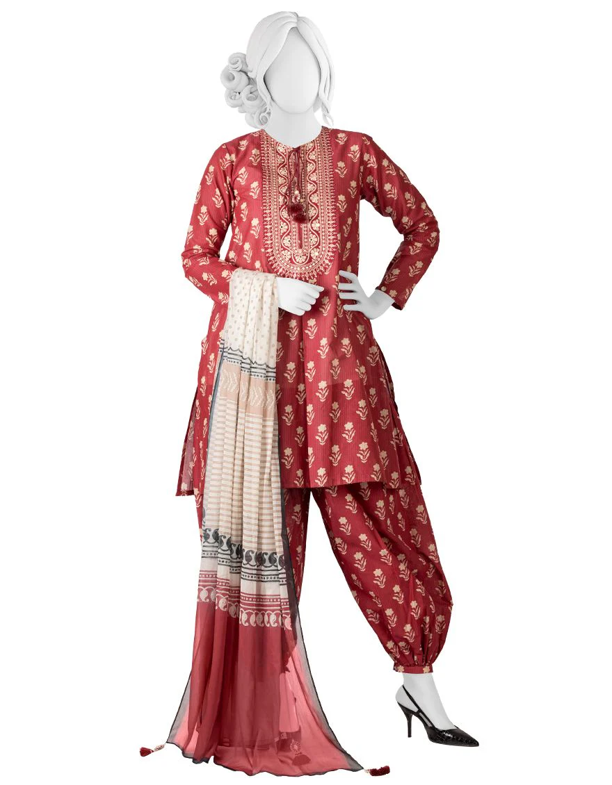 MAROON 3PC UNSTITCHED | JLAWN-S-US-22-182 BEET ROOT