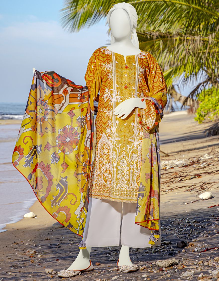 YELLOW 3PC UNSTITCHED | JLAWN-S-US-22-192 ZARD